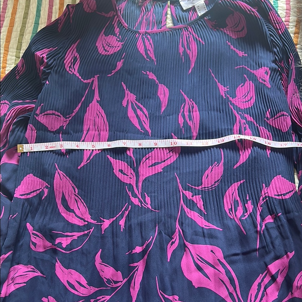 Addition Elle Navy and Pink Long Sleeve Dress